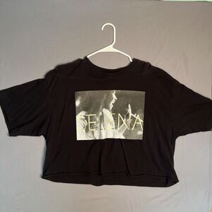 Selena Gomez Short Sleeve Crop Top Concert Tee Size Large Black